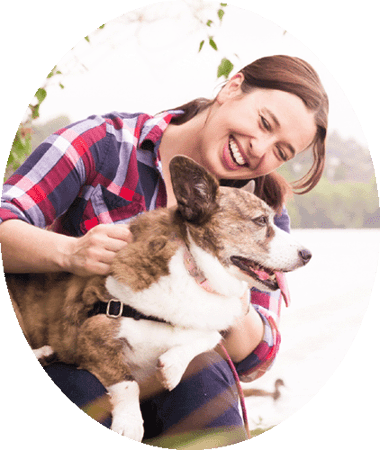 Certified fear-free dog trainer and behavior expert Cathy Madson with her dog Sookie